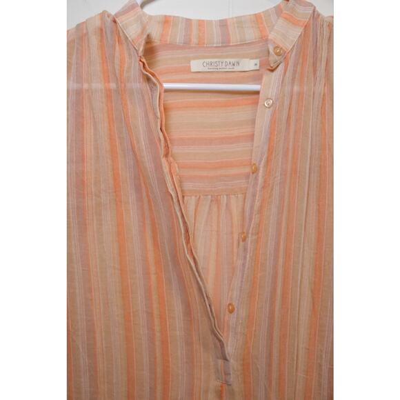 Christy Dawn Riley Maxi Coverup Dress In Salmon Stripe XS Bohemian Beach Gauze - Picture 9 of 16